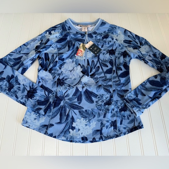 Tommy Bahama Women's Printed Rashguard Swim Shirt Small Zip NEW 1046 - Picture 1 of 4